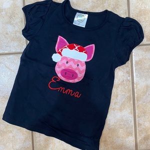 Personalized “Emma” Christmas Pig Shirt. Girls Size 8